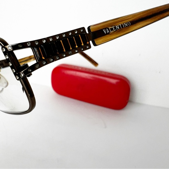 Valentino Frame Glasses Tortoise Diamond Stud Style - Picture 5 of 5